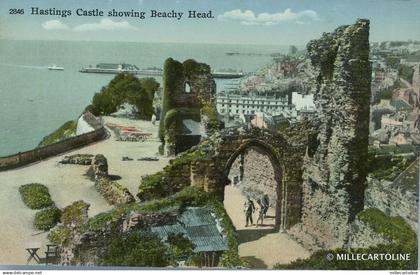 ENGLAND - Hastings - Hastings Castle showing Beachy Head