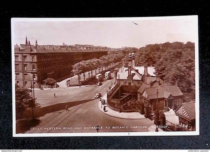 cp, Ecosse, Lanarkshire, Glasgow, great western road and entrance to botanic gardens, écrite, ed. Valentine & sons