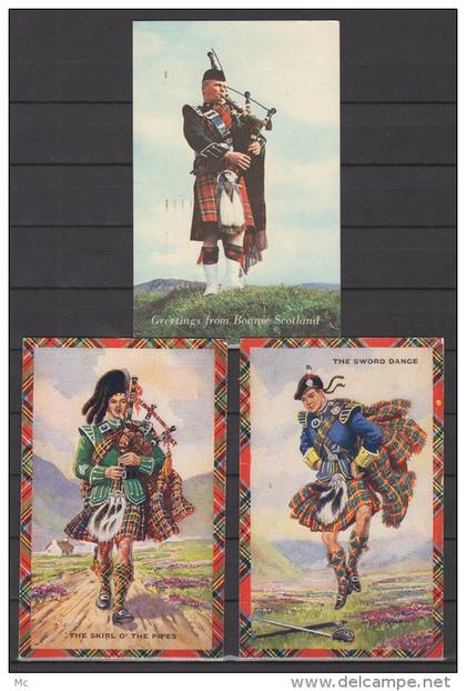 Ecosse  - Lot de 3 cartes  " Scotland Man  "