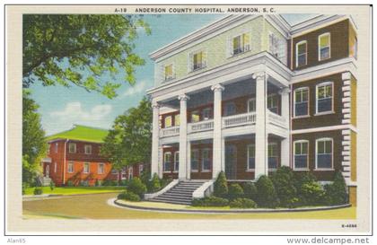 Anderson SC South Carolina, Anderson County Hospital, c1930s/40s Vintage Postcard