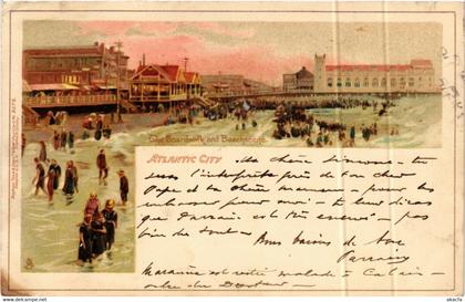 PC CPA US, NJ, ATLANTIC CITY, THE BOARDWALK 1905, LITHO POSTCARD (b6492)