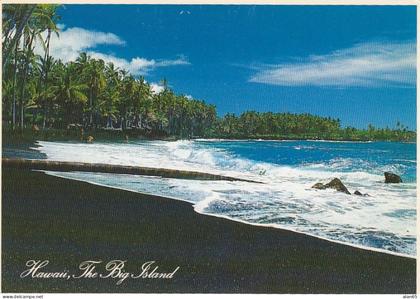 Big Island of Hawaii, Kalapana Black Sand Beach Scene, c1980s/90s Vintage Postcard