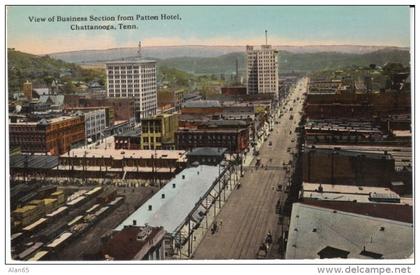 Chattanooga TN Tennessee, Business District Street Scene from Patten Hotel, c1900s/10s Vintage Postcard