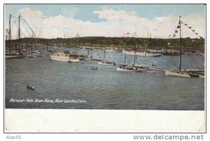 New London CT Connecticut, Harvard Yale Boat Race,  c1900s Vintage Postcard