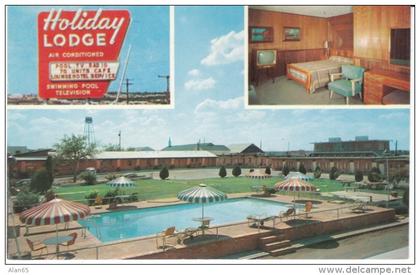 Dallas TX Texas, Holiday Lodge Motel, Lodging, Television Room Interior View, c1960s Vintage Postcard