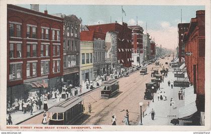 AK Davenport Second 2nd Street St from Brady Street Tram Tramway Hotel ? Store ? IA Iowa USA United States