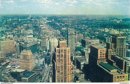 Postcard USA United States > MI - Michigan > Detroit aerial view of Downtown 1959