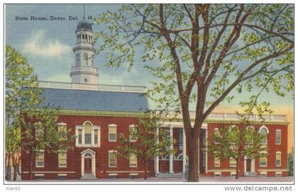 Dover DE Delaware, State House Capitol Building c1930s Vintage Linen Postcard