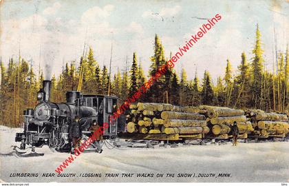 Duluth - lumberin near Duluth - logging train that walks on the snow - Minnesota - United States