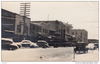 Fairbanks Alaska, 2nd Street Scene, Autos, WWII SeeBee Message Home, c1940s Vintage Real Photo Postcard