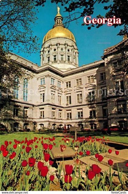 73227367 Atlanta Georgia Georgia State Capitol in front red tulips