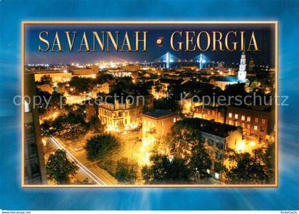 73704958 Savannah Georgia Night view of Savannah River and the Talmadge Memorial