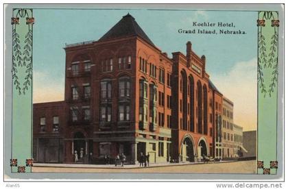 Grand Island Nebraska NE, Koehler Hotel, Architecture, Art Nouveau Theme on c1910 Vintage Postcard