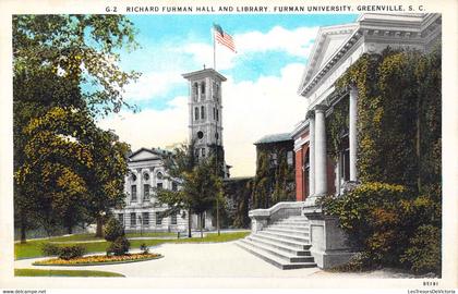 ETATS-UNIS - South Carolina - Greenville - Richard Furman hall and library - Furman university - Carte postale ancienne