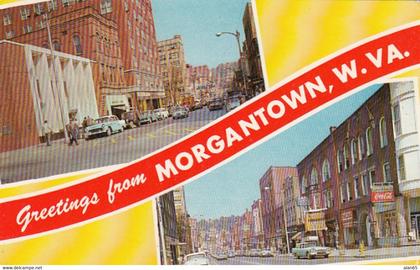 Morgantown West Virginia, Street View Autos c1950s Vintage Postcard