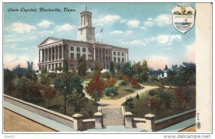 Nashville TN Tennessee, State Capitol Building Architecture, State Emblem Shield, c1900s/10s Vintage Postcard