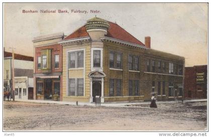 Fairbury NE Nebraska, Bonham National Bank, Flag Cancel Postmark, c1900s/10s Vintage Postcard