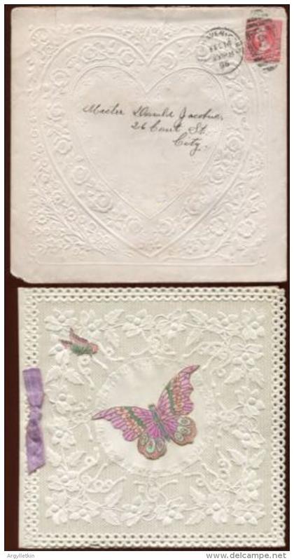 USA VALENTINE CARD BUTTERFLIES 1896 NEW HAVEN, CONN.