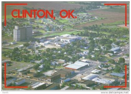 Clinton OK Oklahoma, Aerial View of Town, on c1990s Vintage Postcard