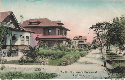 CPA ETATS UNIS - Arizona - first avenue residences phoenix - oblitéré a phoenix en 1909