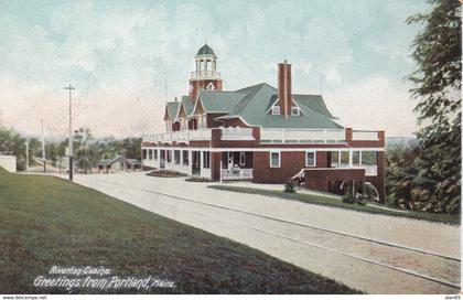 Portland Maine, Riverton Casino on Street Car Line c1900s Vintage Postcard