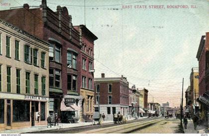 PC CPA US, ILLINOIS, ROCKFORD, EAST STATE STREET, VINTAGE POSTCARD (b8213)