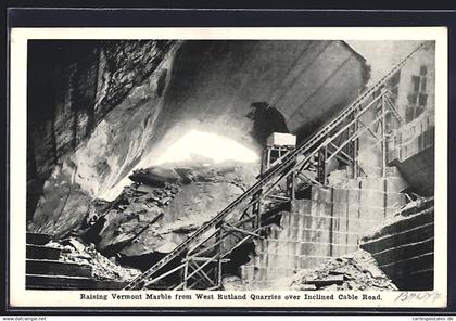 AK West Rutland, VT, Raising Vermont Marble from West Rutland Quarries over inclined Cable Road