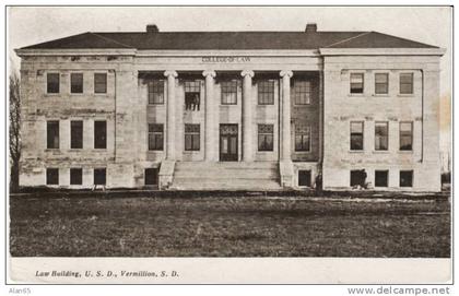 Vermillion SD, Law Building at University of South Dakota on c1900s/10s Vintage Postcard