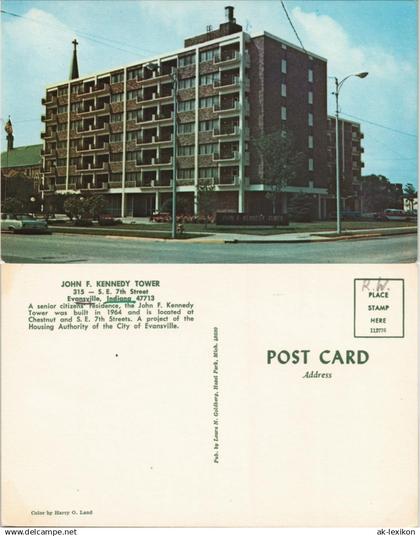 Evansville (Indiana) JOHN F. KENNEDY TOWER Building US Postcard 1965