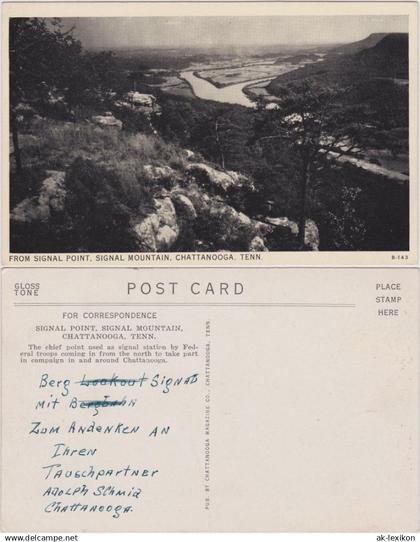 Postcard Chattanooga From Signal Point, Signal Mountain 1928