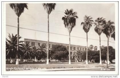 McAllen Texas, High School Building, c1940s Vintage Real Photo Postcard