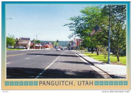 Panguitch UT Utah, Main Street Scene, Autos, c1980s Vintage Postcard