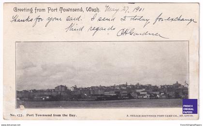 Rare CP 1901 - Washington - Greeting from Port Townsend the bay US MARINE HOSPITAL Dr Gardner D1-108