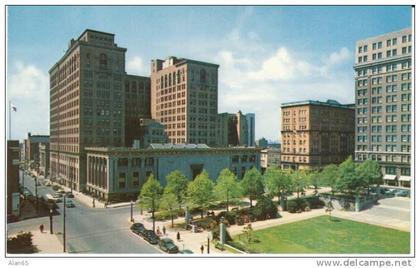 Wilmington DE Delaware, Rodney Square, Autos, Library, c1940s/50s Vintage Postcard