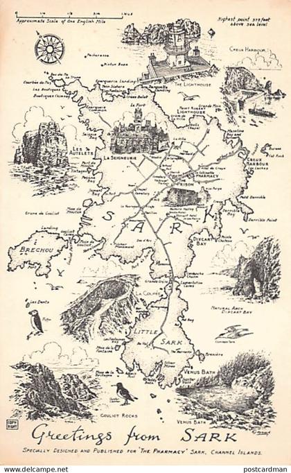 Sark - Map of the island - Publ. The Pharmacy