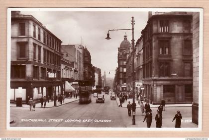 21111 / SAUCHIEHALL Lanarkshire Street looking EAST GLASGOW Very Busy scene 1930s Photograph VALENTINE'S 5913