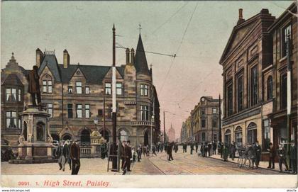 PC UNITED KINGDOM, PAISLEY, HIGH STREET, Vintage Postcard (b32041)