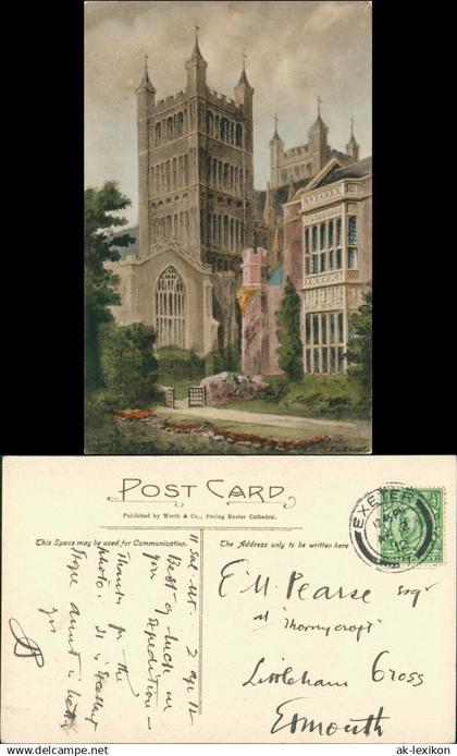 Postcard Exeter Exeter Stempel EXETER auf Postkarte mit Gebäude 1912