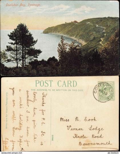 Postcard Swanage Durlston Bay, Swanage, Panorama 1909