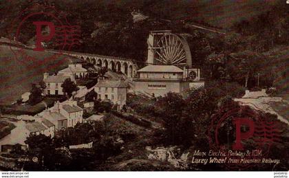 Ile de Man, Laxey Wheel from Mountain Railway, Manx Electric Railway  ISLE OF MAN IOM