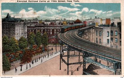 New York - Elevated Railroad Curve at 110th Street