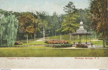 USA 1910 VF mint coloured pc Congress Springs Park, SARATOGA SPRINGS, N.Y.