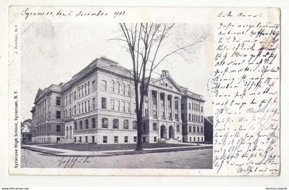 Syracuse High School old postcard posted 1903 to Bavaria b211111*