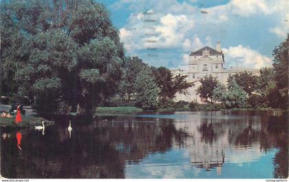 Postcard USA United States IA - Iowa > Ames lake Laverne and the Memorial union 1955