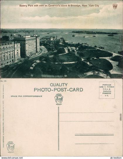 Ansichtskarte Brooklyn Baterry Park with View on Covernor island 1908