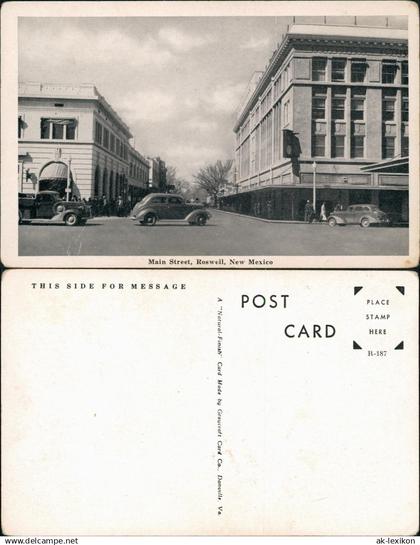 Postcard Roswell (New Mexico) Main Street 1930  USA