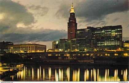 United States OH Ohio Cleveland skyline night view