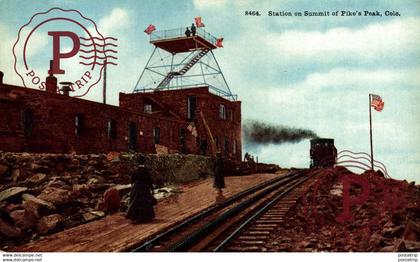 Station on Summit of Pike's Peak CO COLO COLORADO Railway Train EEUU USA