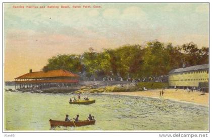 Roton Point CT Connecticut, Dancing Pavilion and Bathing Beach, Flag Cancel Postmark, c1900s Vintage Postcard