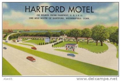 Wethersfield CT Connecticut, Hartford Motel, Lodging, c1950s Vintage Curteich Linen Postcard